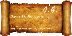 Gyurnik Gergely névjegykártya